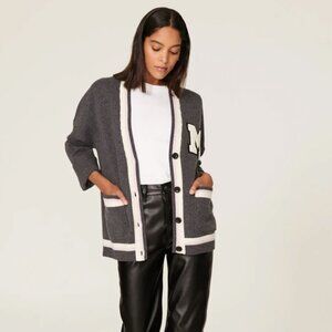 Maje Gray and White Cardigan